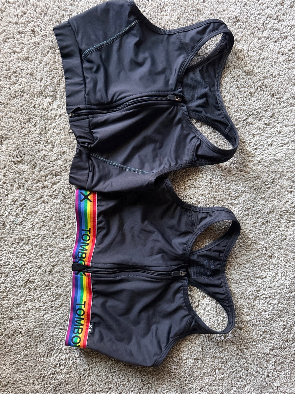 2 TomboyX Black zip up Sports Bras
